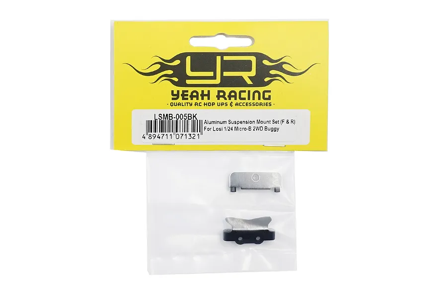 Yeah Racing aluminium suspension mount set for Losi 1/24 Micro-B in original yellow and white retail packaging.