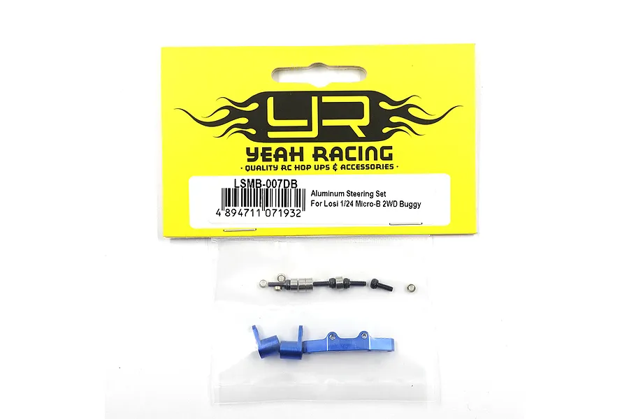 Yeah Racing aluminium steering set for Losi 1/24 Micro-B 2WD buggy in original yellow packaging.
