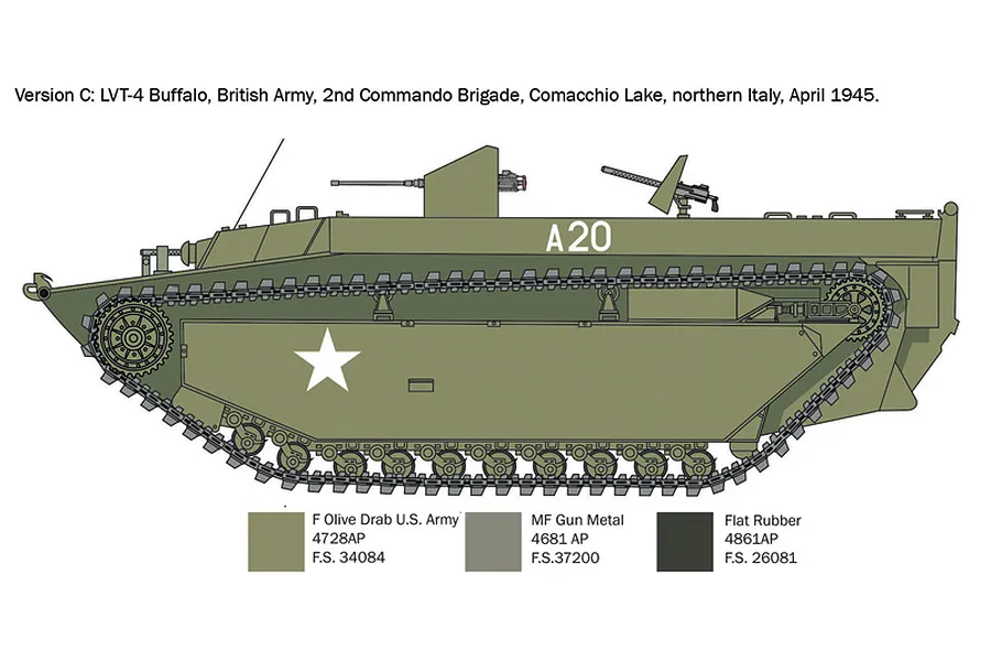 Italeri 1/35 LVT-4 Water Buffalo LVT Tracked Vehicle Scaled Plastic Model image 109807