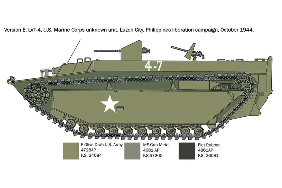 Italeri 1/35 LVT-4 Water Buffalo LVT Tracked Vehicle Scaled Plastic Model image 109808
