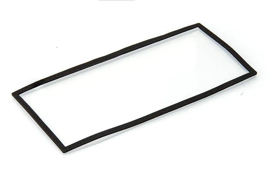 A rectangular black EVA foam waterproof seal gasket for an RC boat, shown against a plain white background.