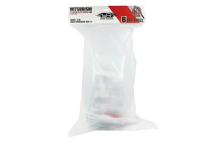 Yeah Racing 1/10 Mitsubishi Lancer EVO IV Unpainted Body Shell with Rims - Clear / Rally Catalunya 1997 #1 image 110237
