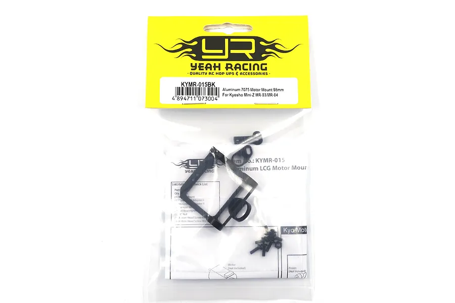 Yeah Racing Aluminium 98mm LCG Motor Mount for Kyosho Mini-Z in original retail packaging.