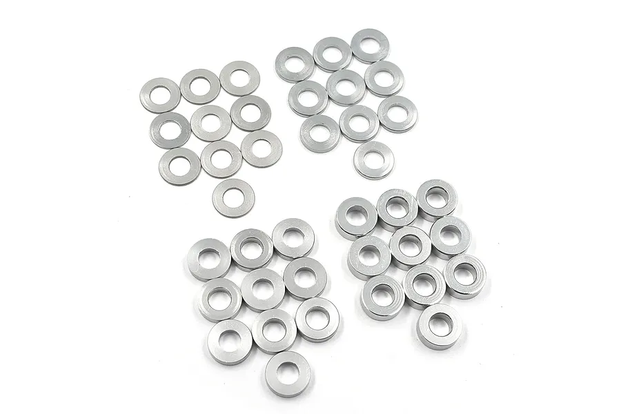 Yeah Racing Aluminium 4x8mm Washer Set (0.5mm, 1.0mm, 2.0mm, 3.0mm) 40Pcs - Silver image 110742