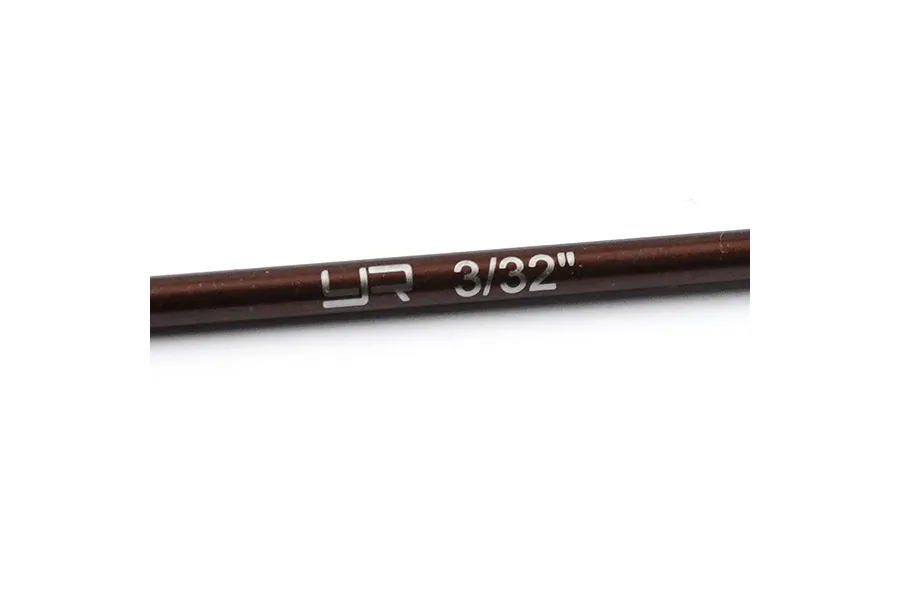 A close-up of a bronze-colored metal hex driver tip with the Yeah Racing logo and 3/32 inch size engraved on the shaft.