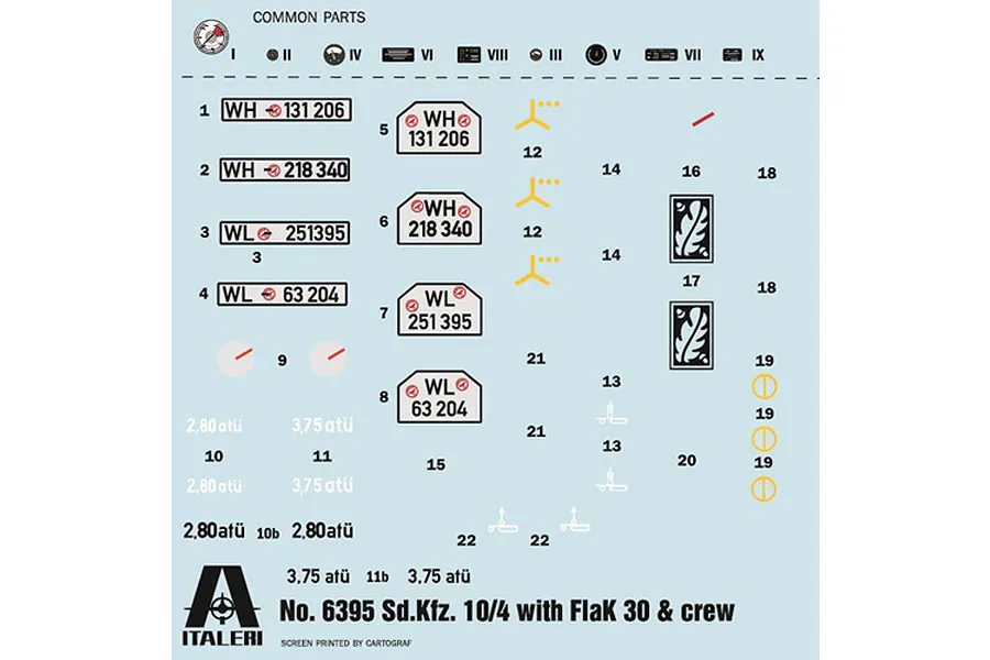 Italeri 1/35 SD.KFZ.10/4 with FLAK 30 and Crew Scaled Plastic Model Kit image 110786