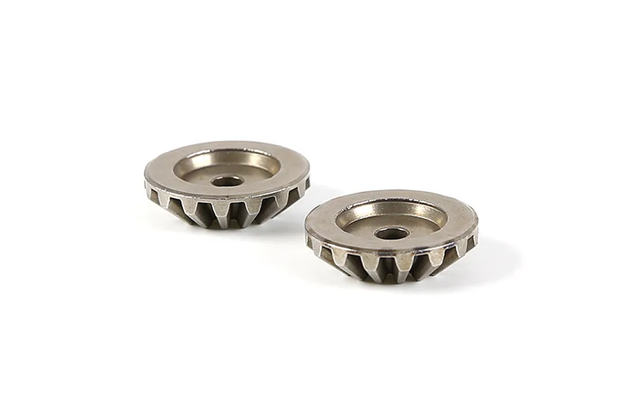 Two Rovan metal 16T differential bevel gears for RC vehicles shown on a white background.