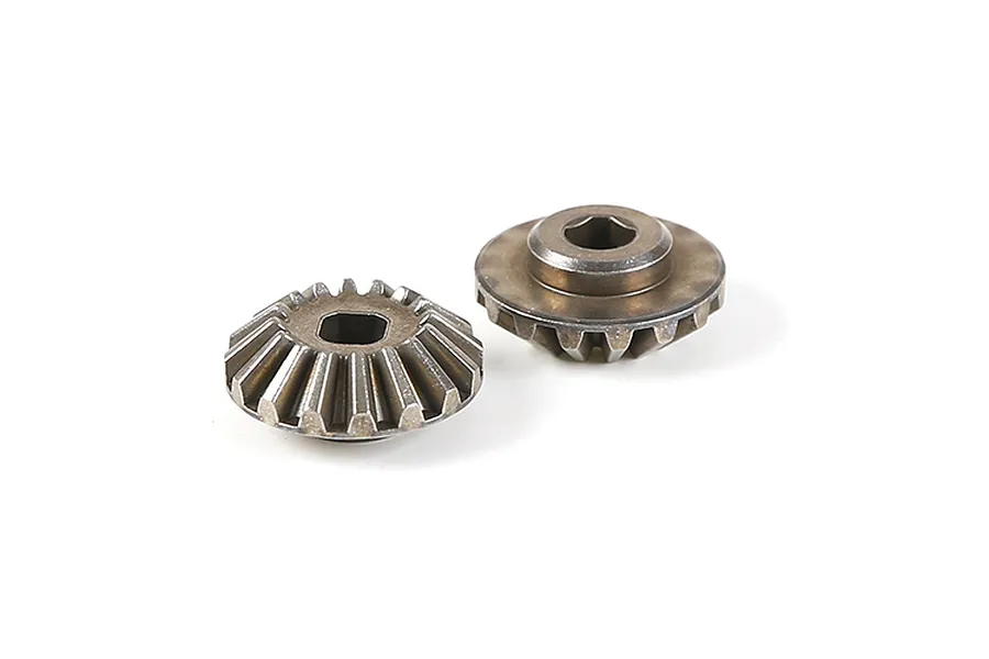 Two Rovan metal 16T differential bevel gears shown from different angles against a white background.