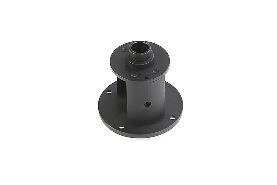 A black plastic Rovan differential case component for RC vehicles, shown from a high-angle perspective against a white background.