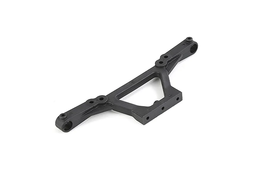 A black plastic Rovan front shock tower spare part for an RC vehicle, shown against a plain white background.