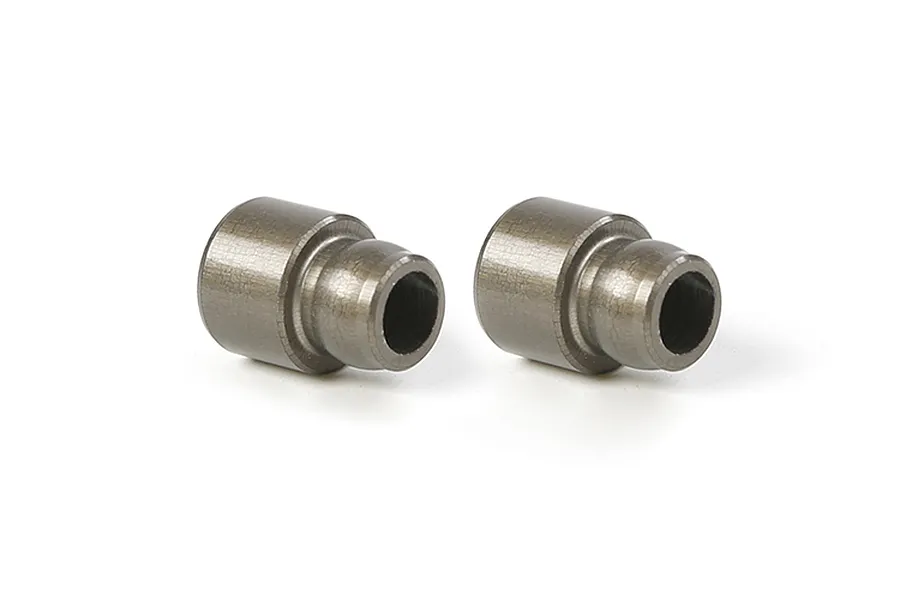Two gunmetal grey Rovan aluminium rear upper shock brace columns shown side by side on a white background.