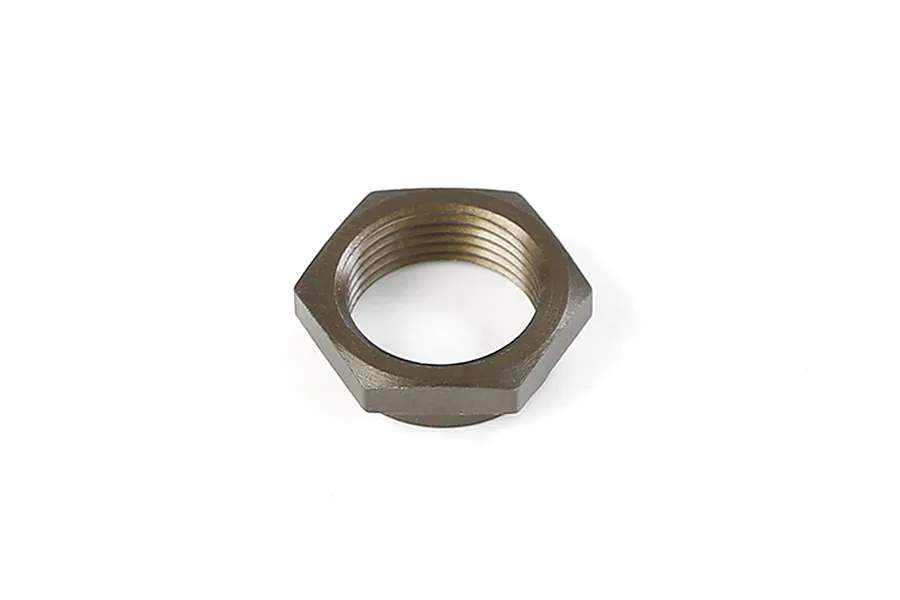 A single gunmetal-coloured Rovan aluminium steering post nut shown from an angled top-down perspective against a white background.