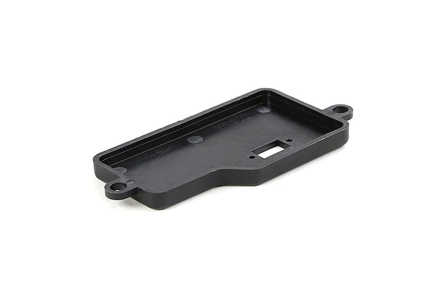 A black plastic Rovan receiver box cover shown from an angled perspective against a white background.