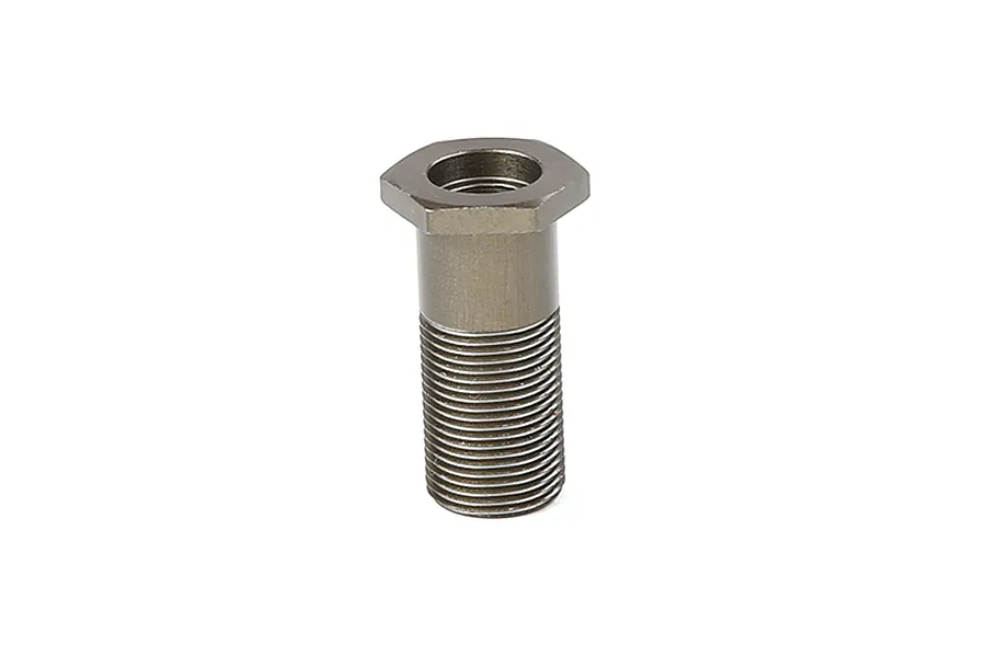 A gunmetal grey Rovan aluminium steering post with a hexagonal head and threaded shaft.