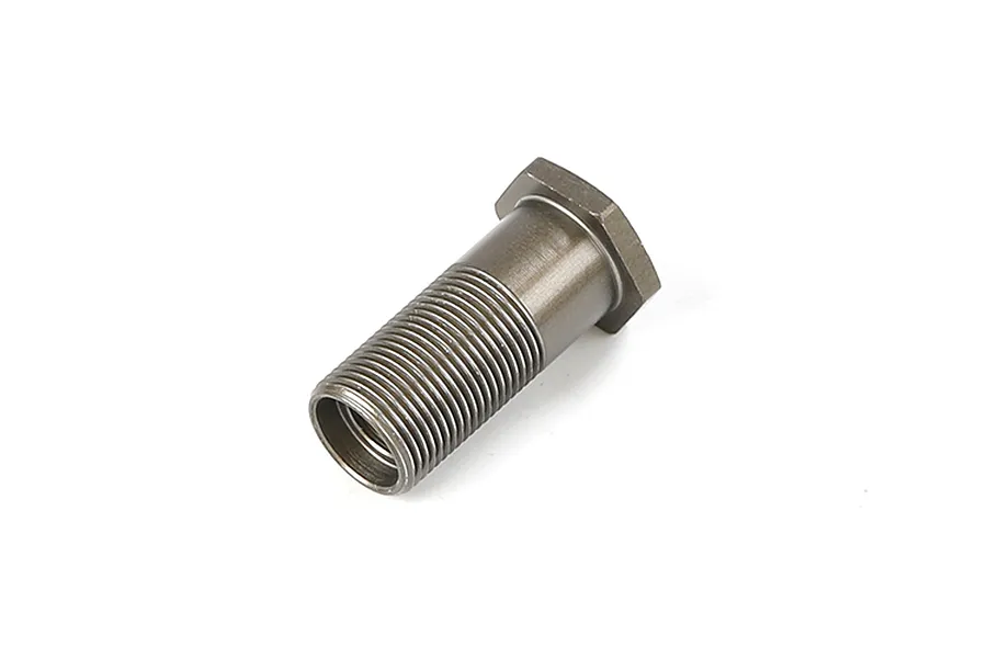 A single gunmetal-coloured Rovan aluminium steering post with a hexagonal head and threaded shaft.