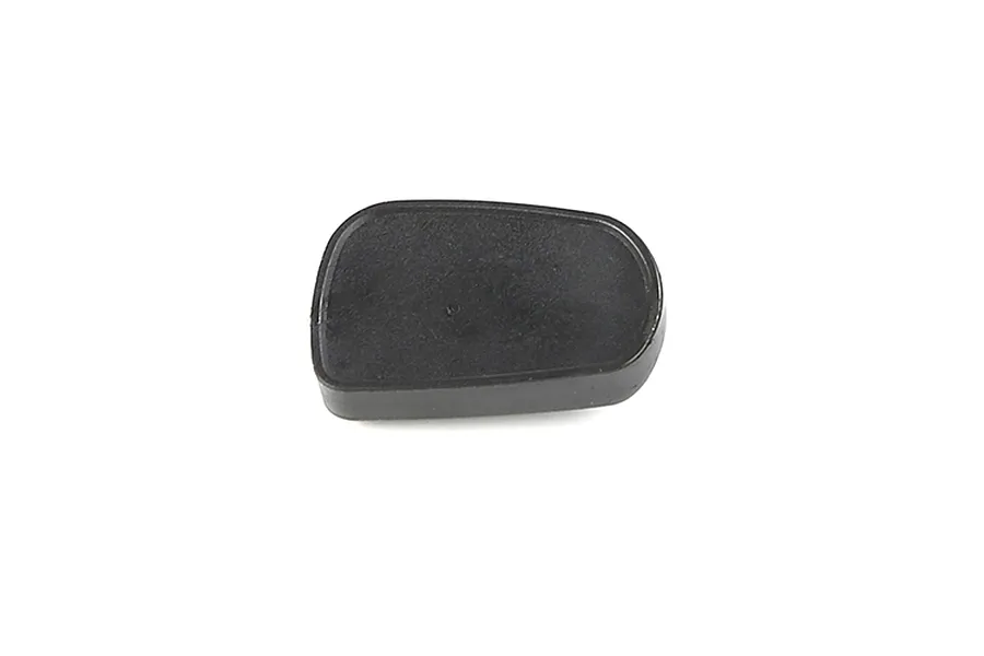 A black plastic RC car side mirror housing isolated on a white background.