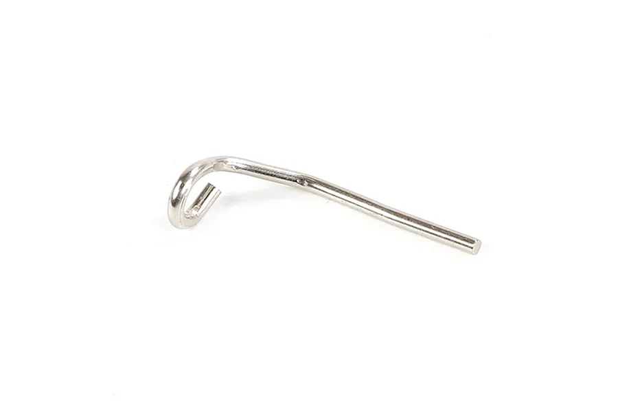 A silver-coloured metal exhaust pipe mounting rod for an RC vehicle, shown against a plain white background.