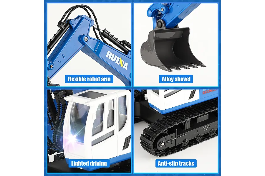 HuiNa 1558 Excavator RC Construction Vehicle Electric 1/18 Scale RTR - Blue image 112217