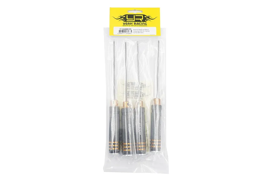 Yeah Racing Aluminium 0.05mm, 1/16&amp;quot;, 3/32&amp;quot;, 5/64&amp;quot; Hex Driver Wrench Set 4Pcs - Black/Gold image 112261