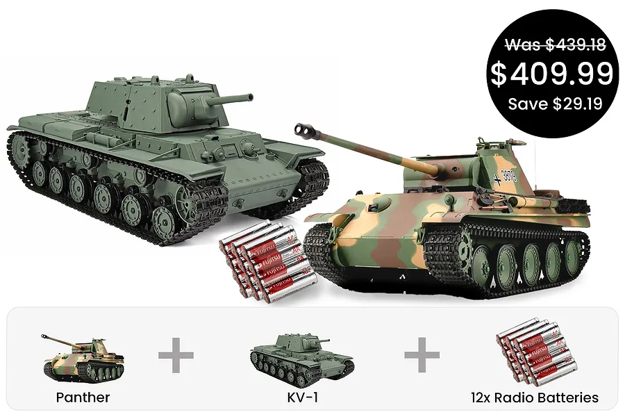 Heng Long 1/16 Soviet Union KV-1 and German Panther Type G RTR RC Battle Tanks - Rival Bundle image 112389