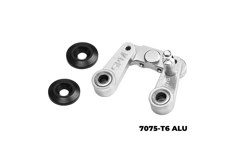 GPM Aluminium Steering Bellcrank/Drag Link Assembly w/ Bearings - Silver image 112848