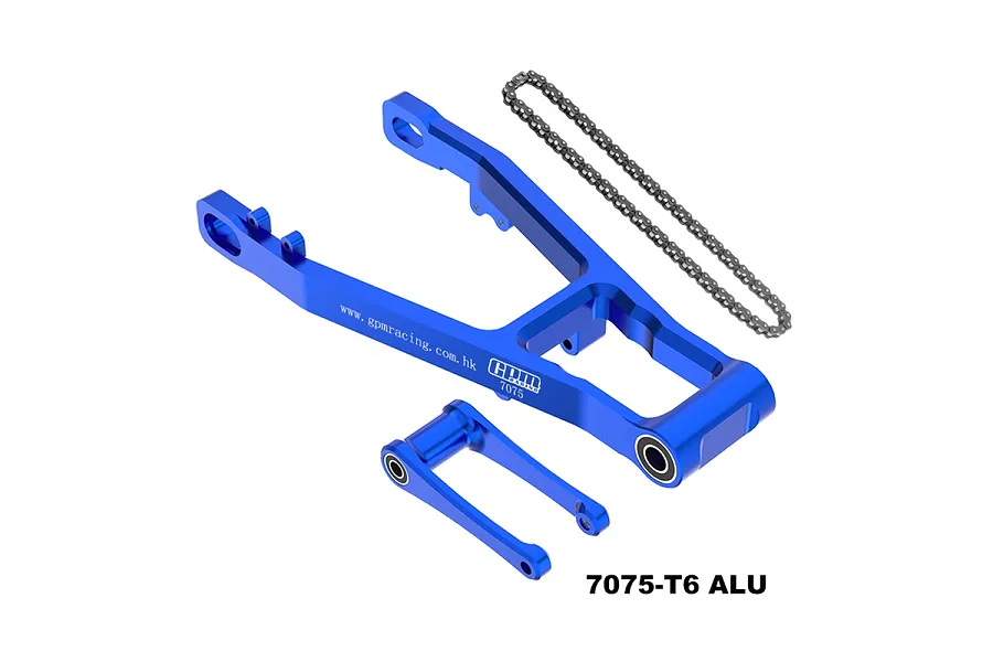 GPM Aluminium +30mm Swing Arm with Pull Rod &amp;amp; Chain - Blue image 112867