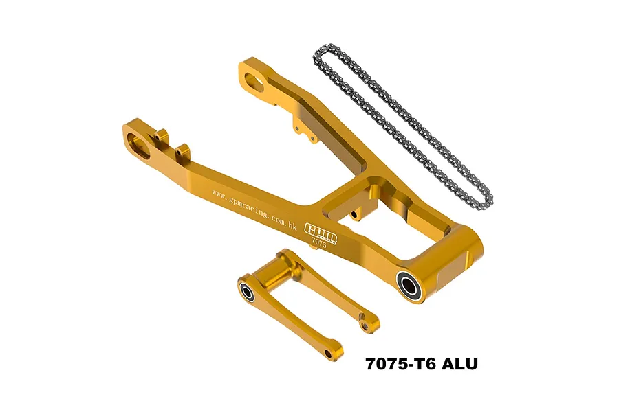 GPM Aluminium +30mm Swing Arm with Pull Rod &amp;amp; Chain - Gold image 112870