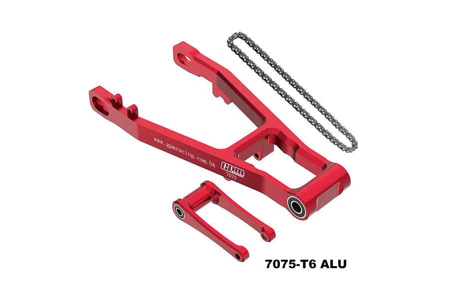 GPM Aluminium +30mm Swing Arm with Pull Rod &amp;amp; Chain - Red image 112871