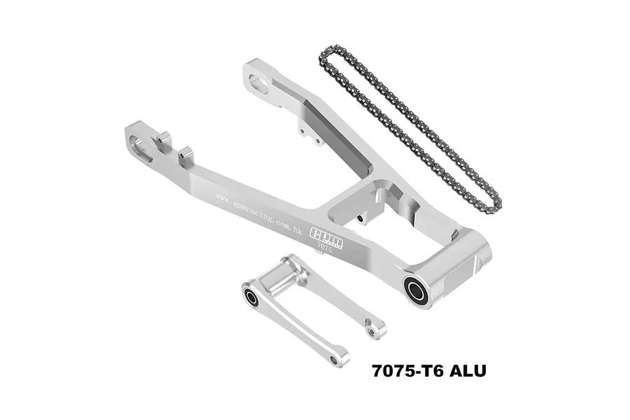 GPM Aluminium +30mm Swing Arm with Pull Rod &amp;amp; Chain - Silver image 112872