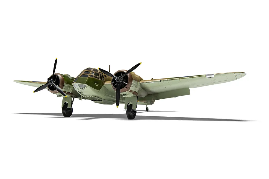 A fully assembled and painted 1/72 scale plastic model of a Bristol Blenheim Mk.IF fighter aircraft, viewed from the front against a white background.