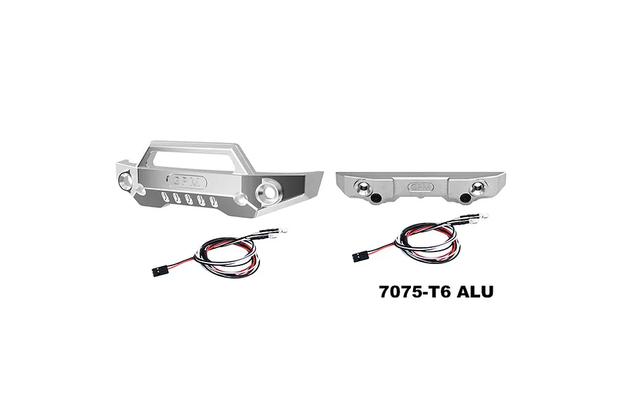GPM Aluminium Front and Rear Bumper Set with LED Lights - Silver image 113383