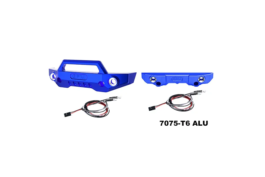 GPM Aluminium Front and Rear Bumper Set with LED Lights - Blue image 113384
