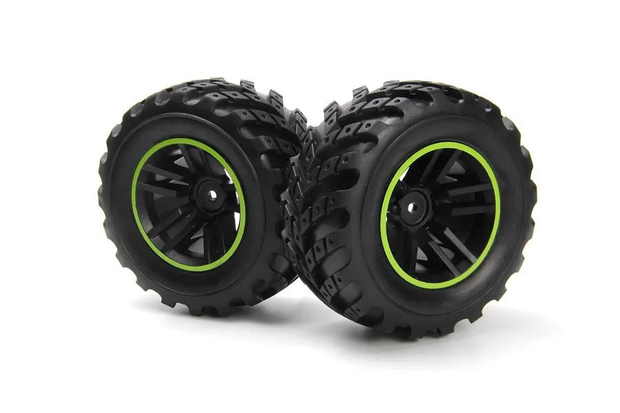 BlackZon Spryte Tyres on Black/Green Rims - Glued Wheels 2Pcs image 113457