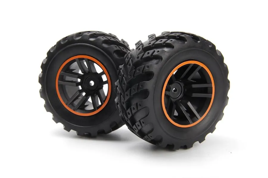 BlackZon Spryte Tyres on Black/Orange Rims - Glued Wheels 2Pcs image 113460