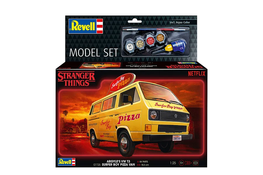 Revell 1/25 Surfer Boy Pizza Volkswagen T3 Van Scaled Plastic Model Starter Kit - Stranger Things image 113639