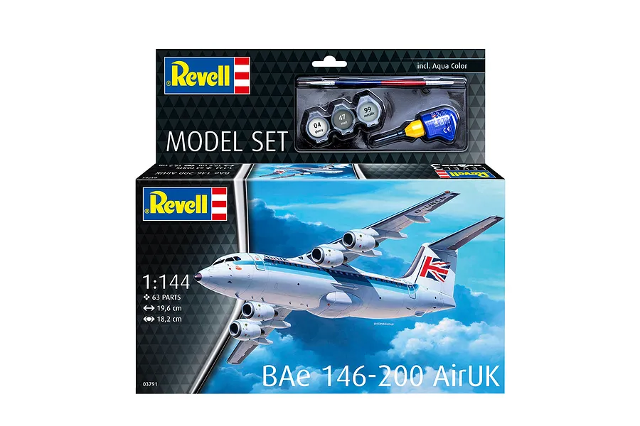 Revell 1/144 BAE 146 (RJ85) &amp;quot;AirUK&amp;quot; Carrier Jet Scaled Plastic Model Starter Kit image 113660