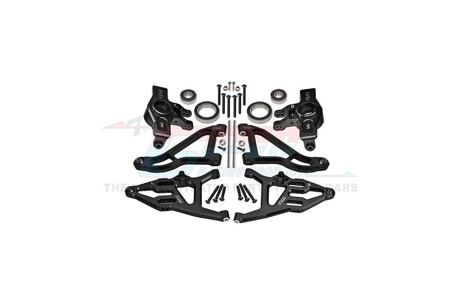 GPM Aluminium Steering Hubs and Front Suspension Arms Set - Black image 113932
