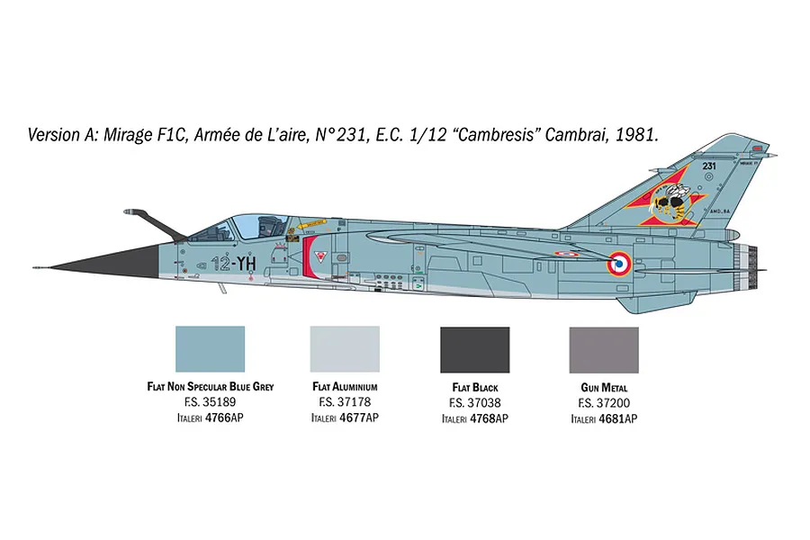 Italeri 1/48 Mirage F.1 (Super Decal Sheet) Fighter Scaled Plastic Model Kit image 113939