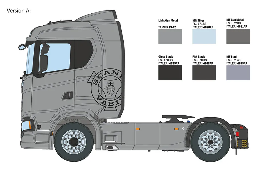 Italeri 1/24 Scania S770 4x2 Normal Roof and &amp;quot;Grey Cab&amp;quot; Truck Scaled Plastic Model Kit image 113945