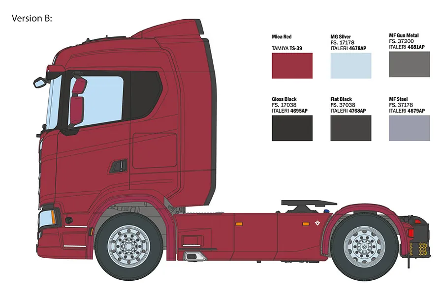 Italeri 1/24 Scania S770 4x2 Normal Roof and &amp;quot;Grey Cab&amp;quot; Truck Scaled Plastic Model Kit image 113946