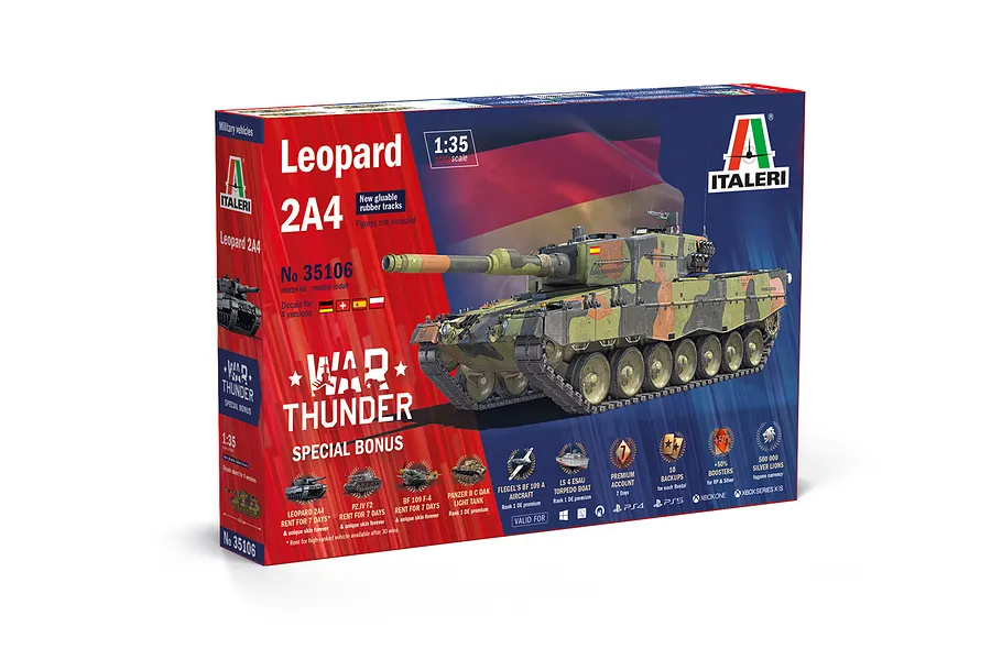 Italeri 1/35 Leopard 2 A4 Tank Scaled Plastic Model Kit - War Thunder Series image 113959