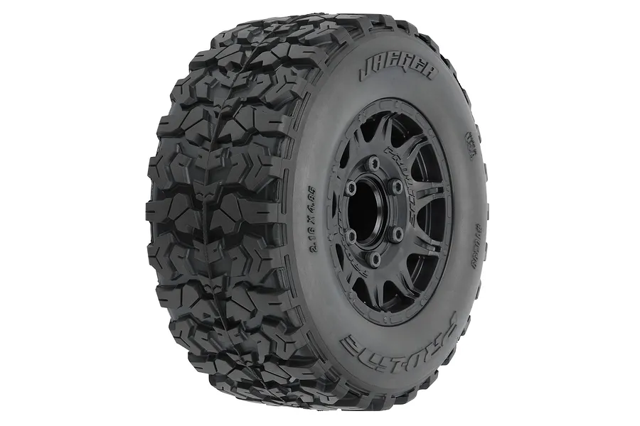 Pro-Line 2.8&amp;quot; Jaeger M2 (Medium Compound) Belted Tyres on Black Raid Rims - Glued Wheels 2Pcs image 114010