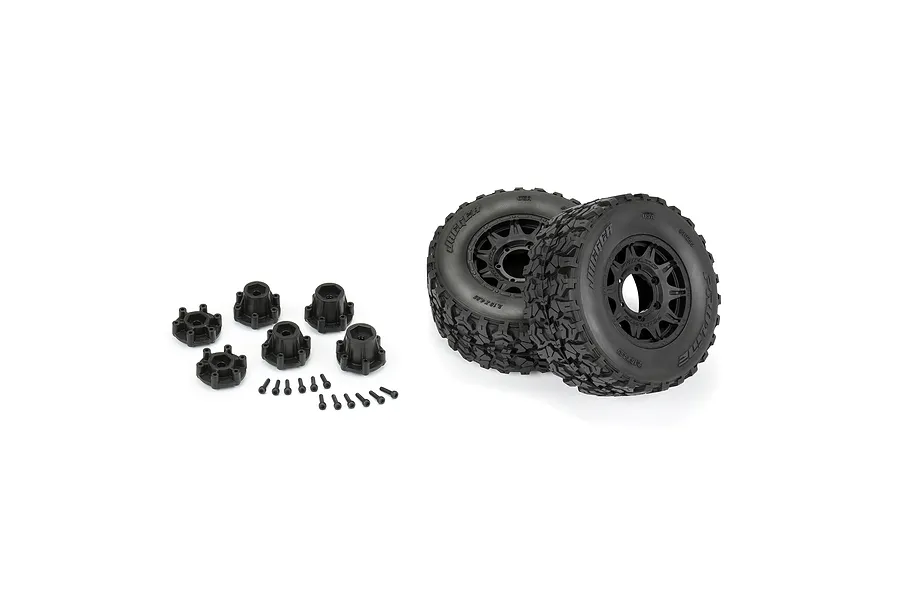 Pro-Line 2.8&amp;quot; Jaeger M2 (Medium Compound) Belted Tyres on Black Raid Rims - Glued Wheels 2Pcs image 114014