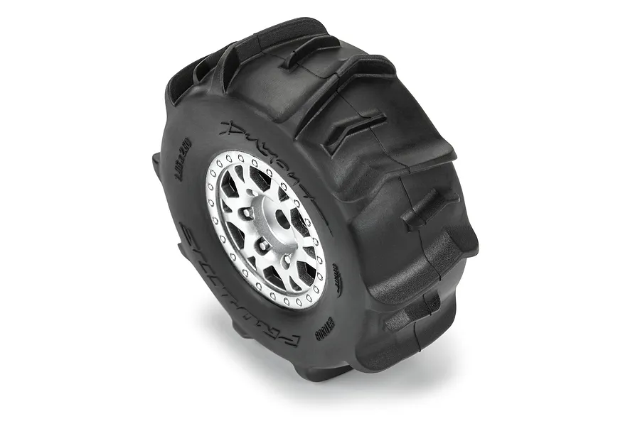 Pro-Line 1.2&amp;quot; Dumont MTD (Firm Compound) Paddle Tyres on Satin Silver Raid Rims - Glued Wheels 4Pcs image 114018