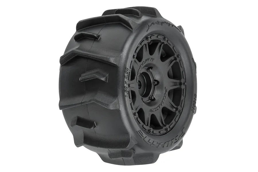 Pro-Line 1.9&amp;quot; Dumont MTD (Firm Compound) Paddle Tyres on Black Raid Rims - Glued Wheels 4Pcs image 114022