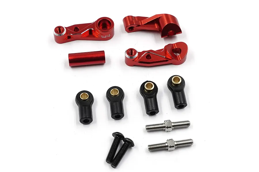 Yeah Racing Aluminium Steering Arm with Adjustable Steering Tie-Rod Set - Red image 114047