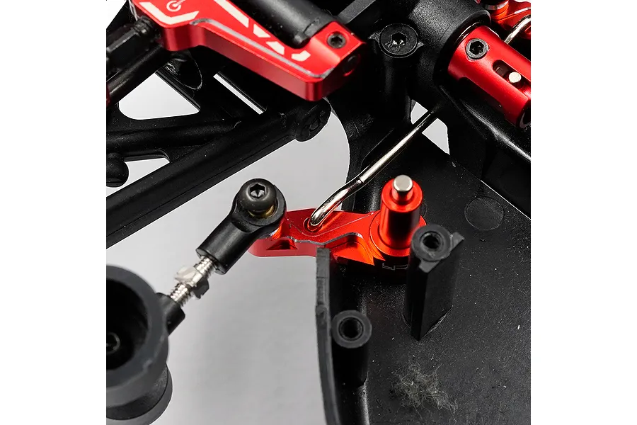 Yeah Racing Aluminium Steering Arm with Adjustable Steering Tie-Rod Set - Red image 114050