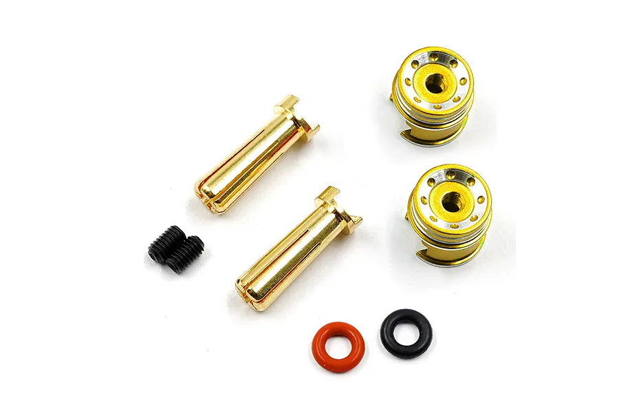 Yeah Racing Aluminium 5mm Bullet Plug Set with Grips - Gold image 114160