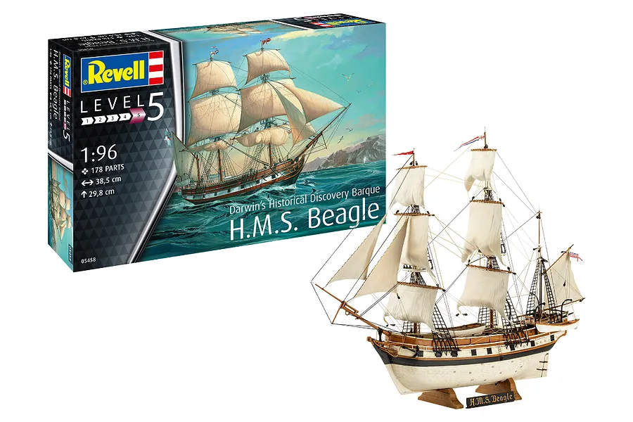 Revell 1/96 Darwin&amp;#039;s Historical Discovery Barque H.M.S. Beagle Ship Scaled Plastic Model Kit image 114208