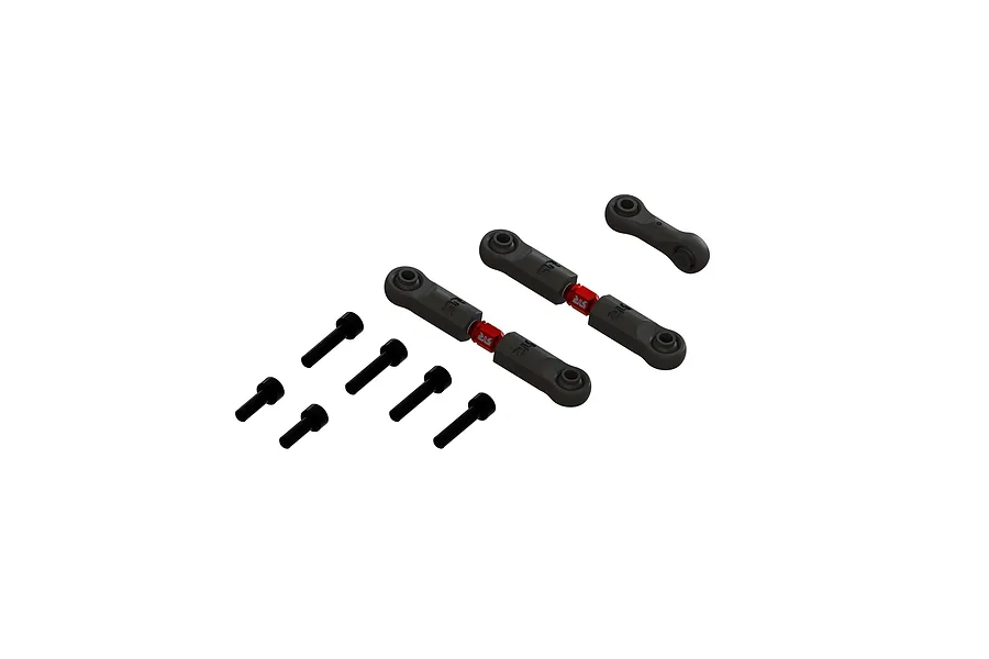 ARRMA Aluminium Adjustable Steering Links Set - Black/Red image 115119